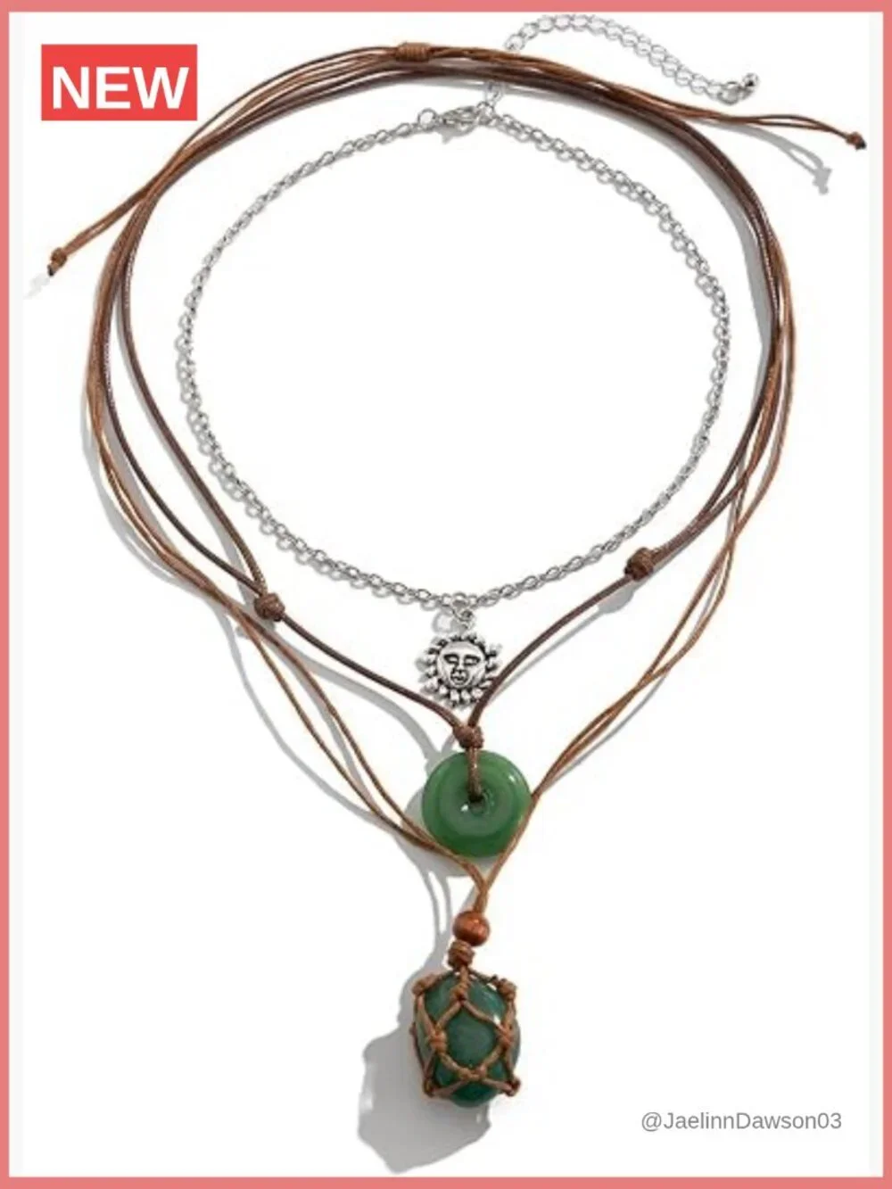 Boho Layered Stone Pendant Necklace Set with Geometric Choker